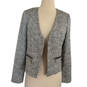 White House Black Market Womens Size 6 Jacket Blazer Black White Open Front